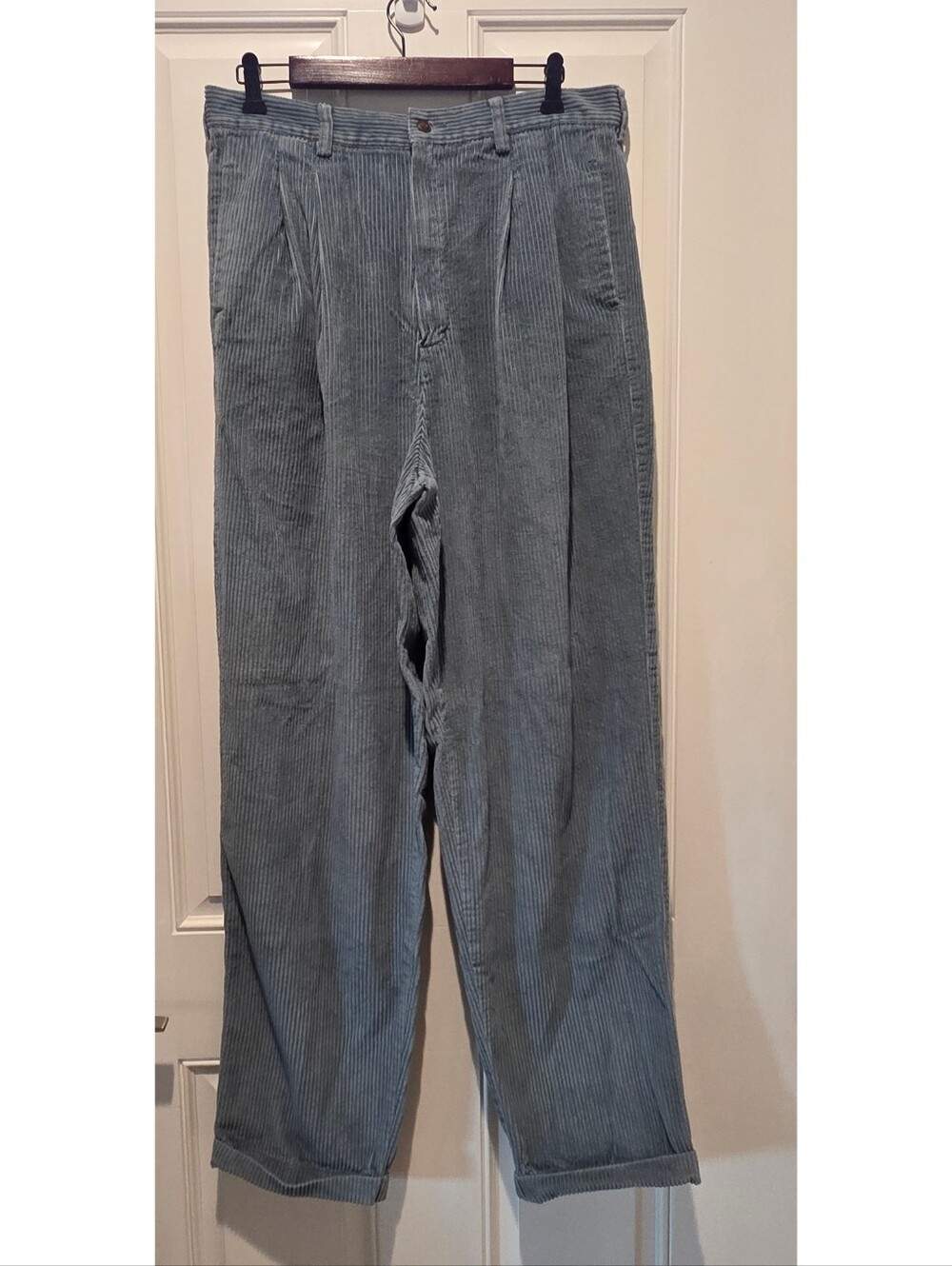 Eddie Bauer Vintage Wide-Wale Corduroy Slate Blue Baggy Pant Women's 18 Tall